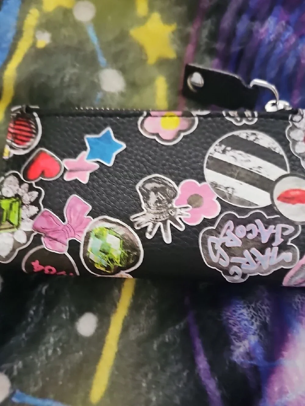 Marc Jacobs Black Sticker-Print Leather Card Holder